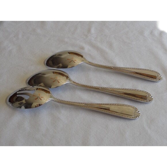 3x Reed & Barton Domain Serving Spoon Pierced Solid 8.5" Stainless Steel 18/10 - Picture 6 of 6